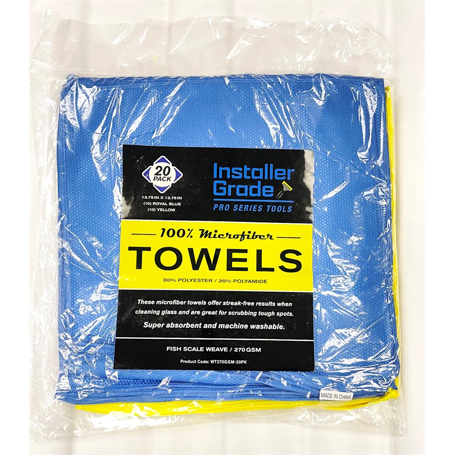 INSTALLER GRADE 20-PACK LINT-FREE WOVEN MICROFIBER TOWELS 